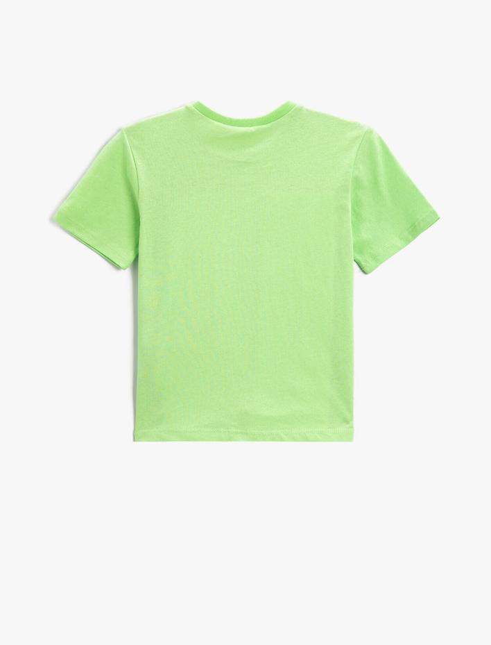 Erkek Çocuk Hayvan Baskılı Kısa Kollu Tişört Pamuklu