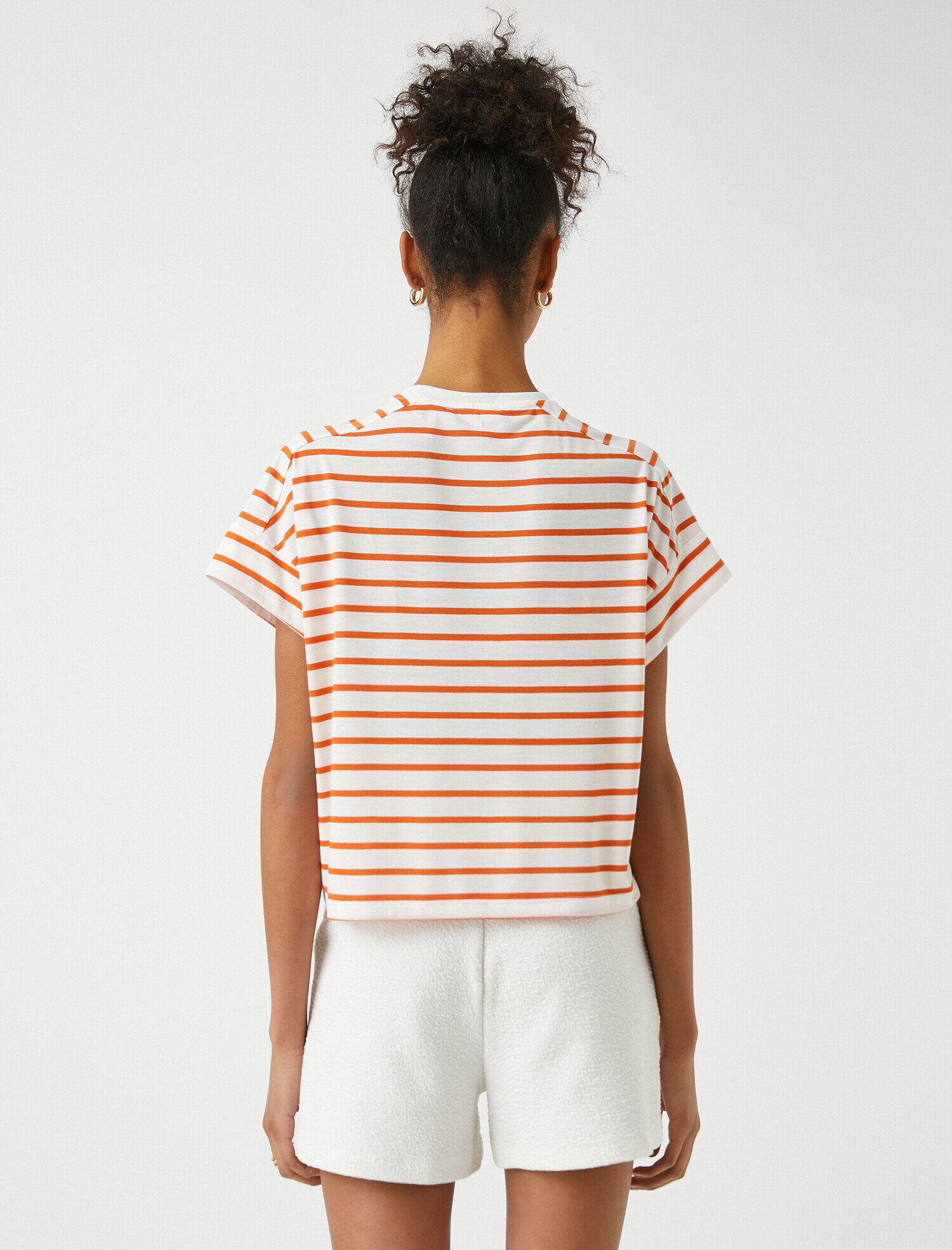   Bisiklet Yaka Kısa Kollu Çizgili Basic Tişört