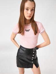 Kısa Kollu Bisiklet Yaka Tişört