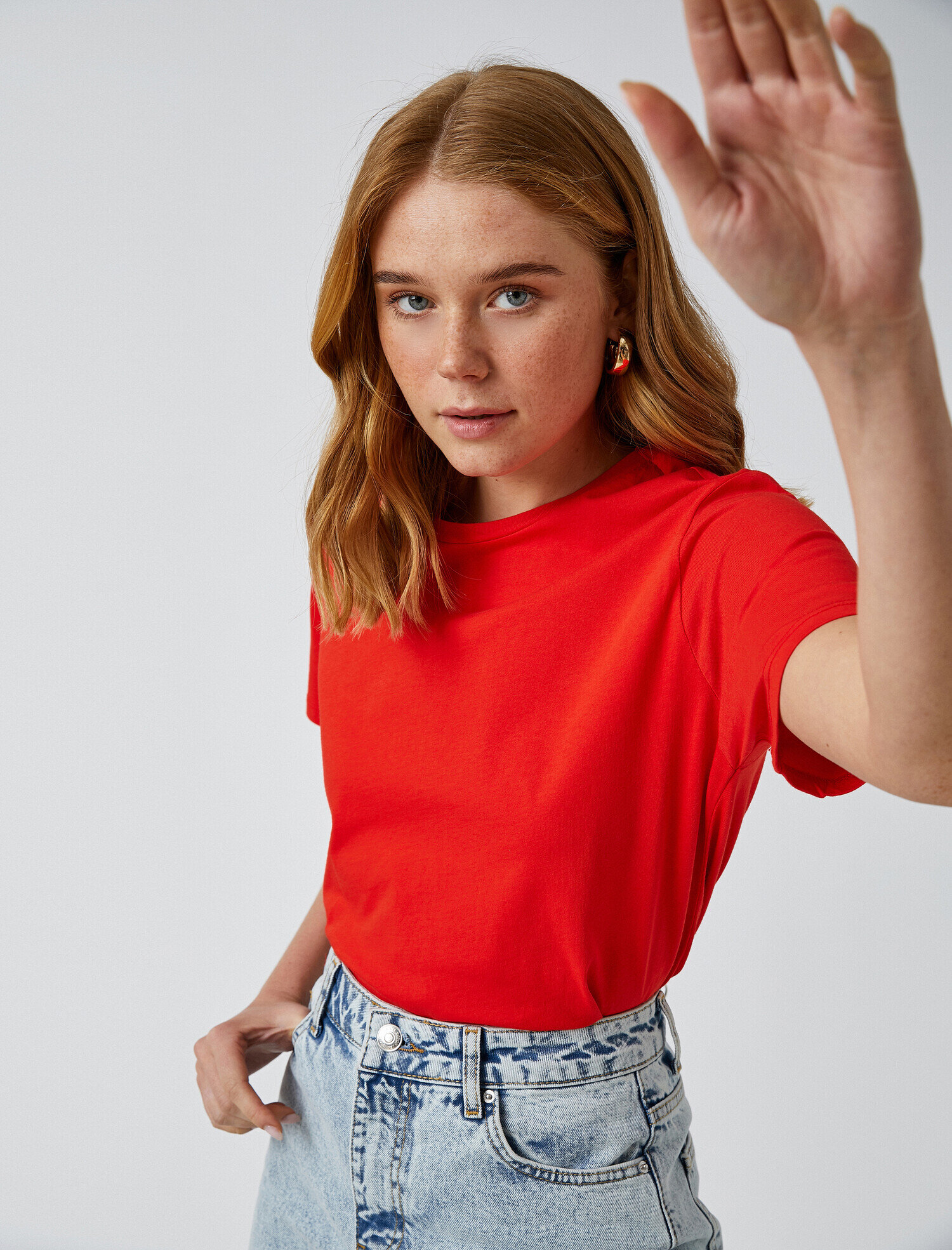   Bisiklet Yaka Kısa Kollu Pamuklu Basic Tişört