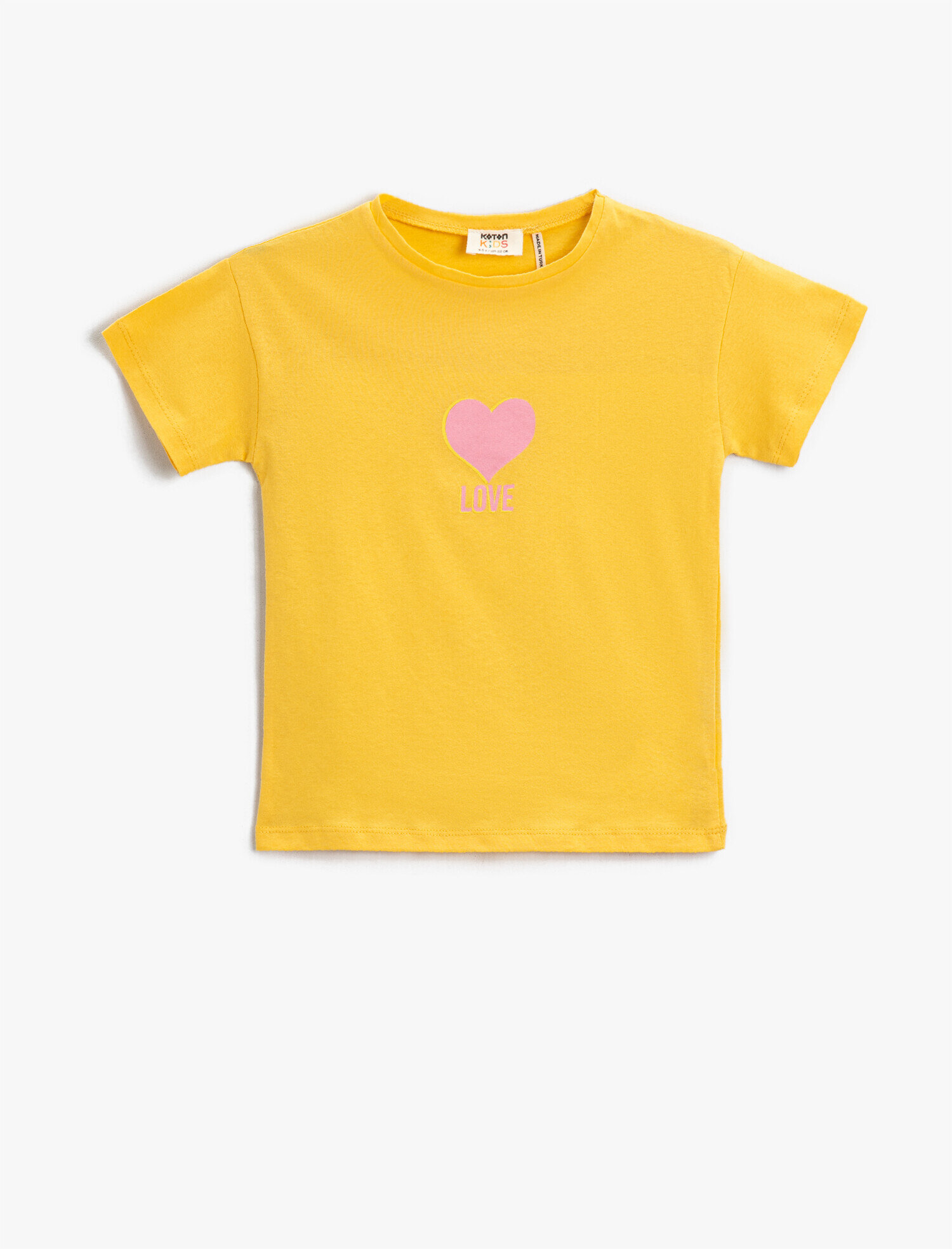  Kız Çocuk Kalp Baskılı Kısa Kollu Tişört Pamuklu