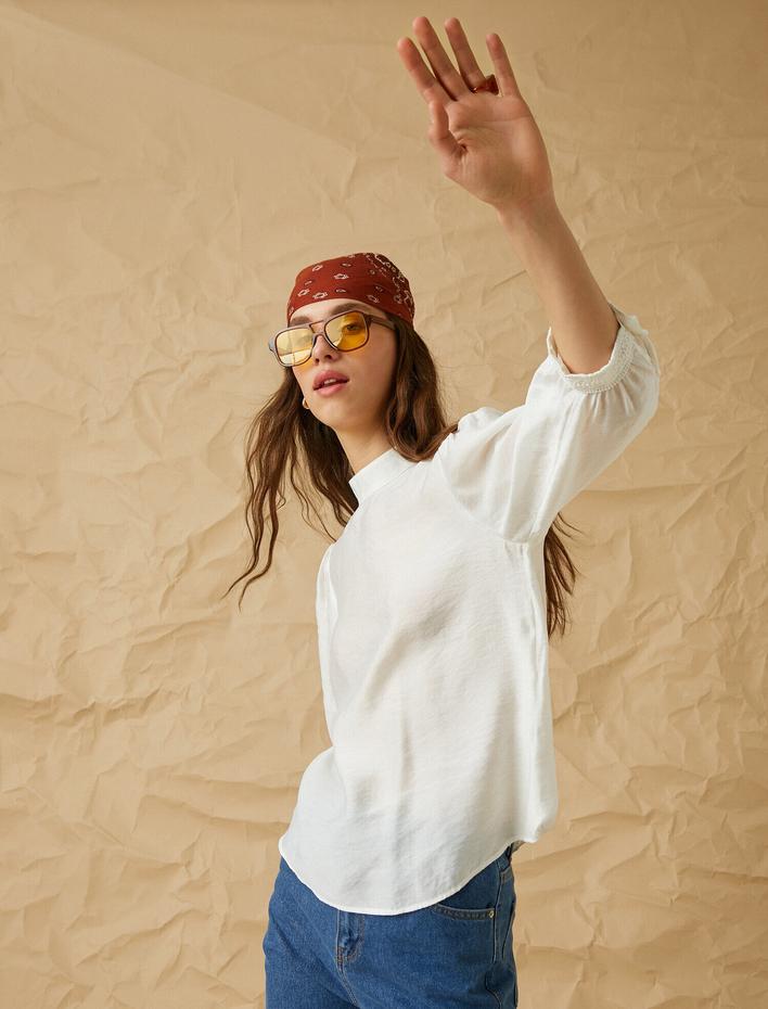  Dik Yaka 3/4 Kol Bluz