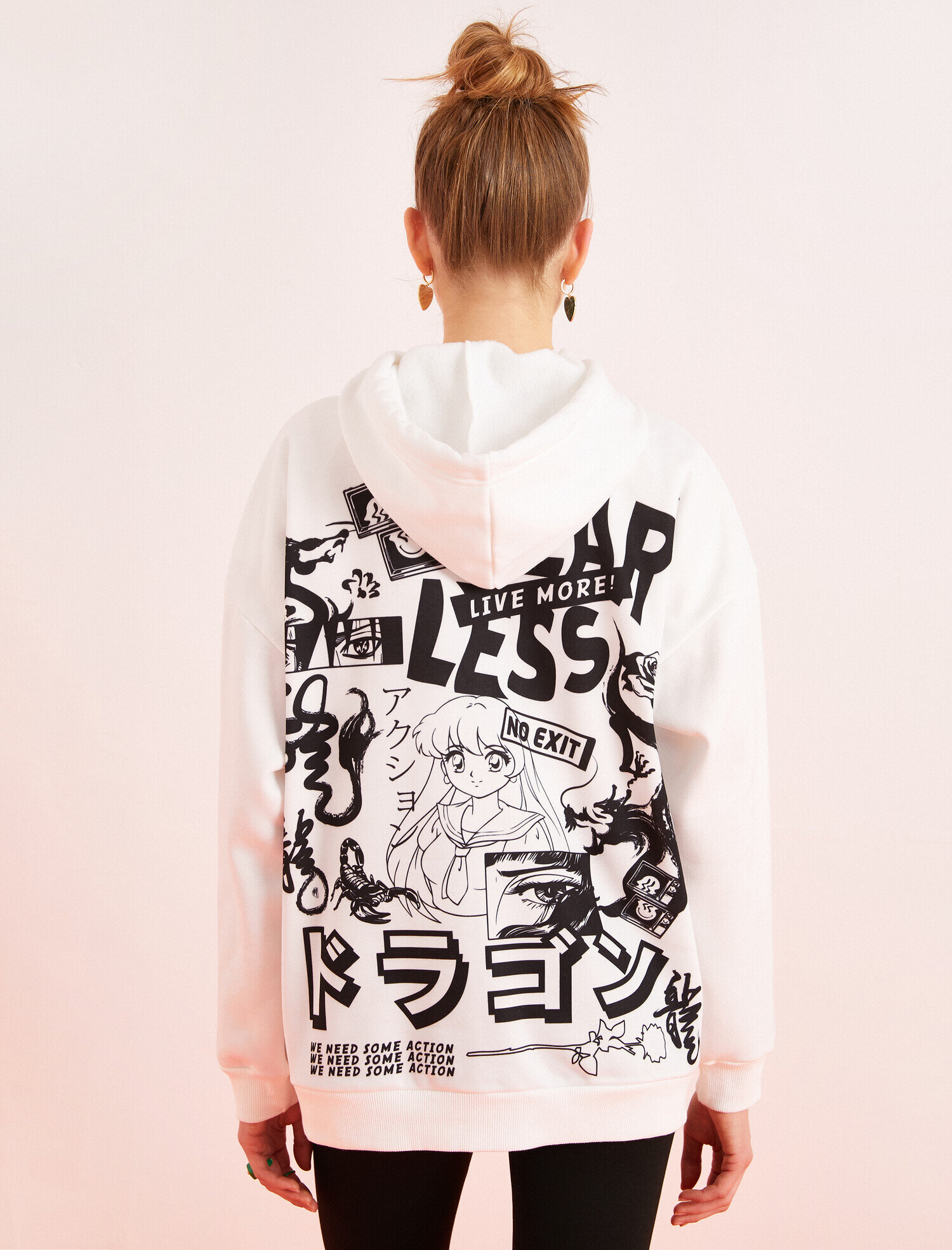 Kapüşonlu Baskılı Sweatshirt