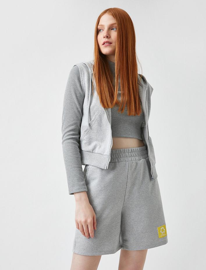  Beli Lastikli Baskılı Şort