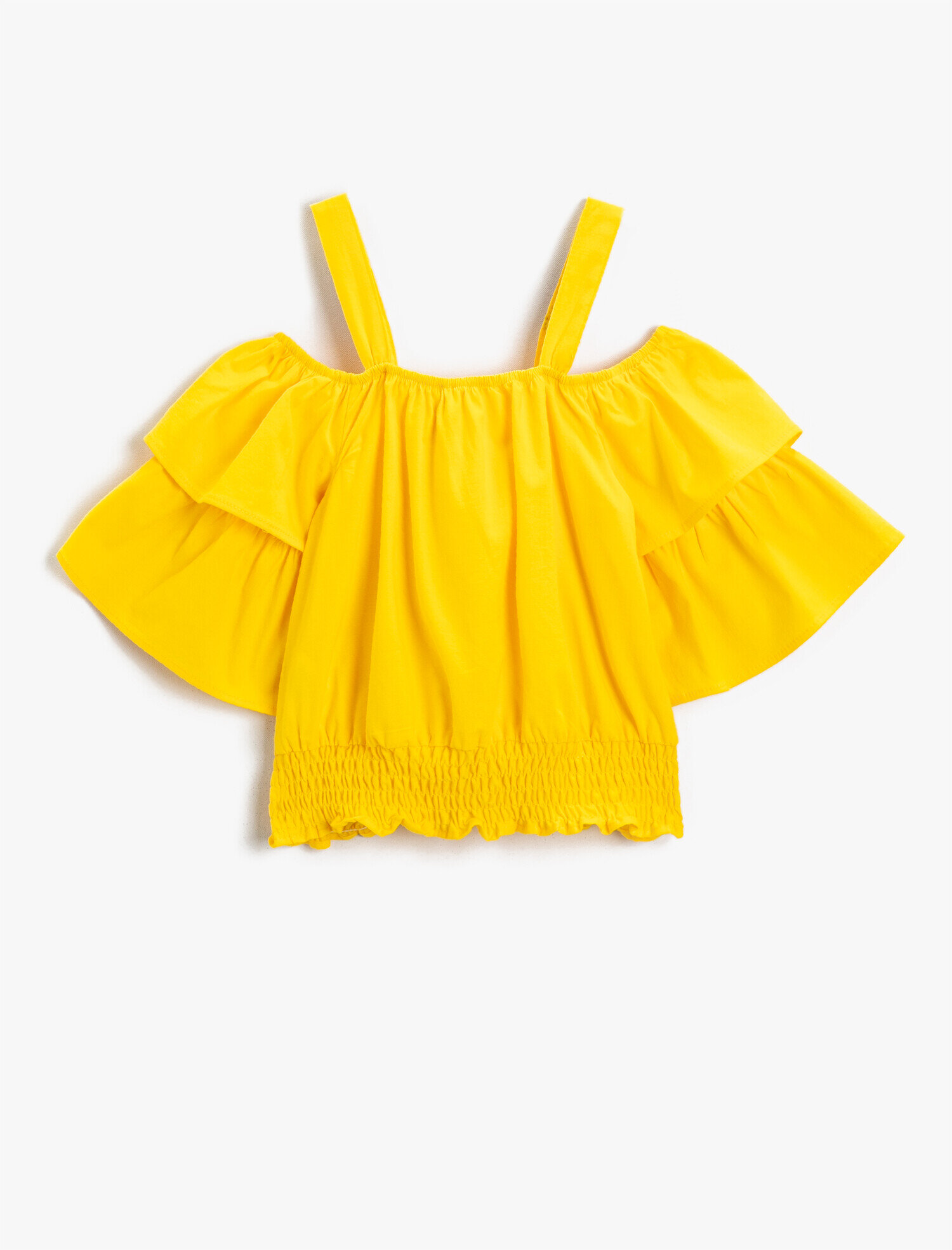  Kız Çocuk Omzu Açık İşlemeli Bluz Pamuklu