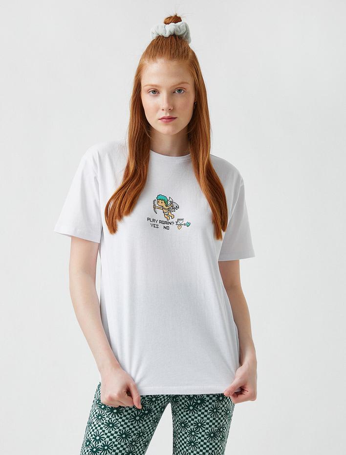  Baskılı Kısa Kollu Pamuklu Tişört