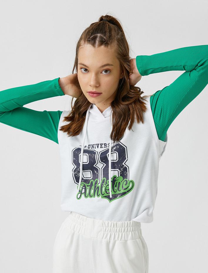  Kapüşonlu Baskılı Atlet