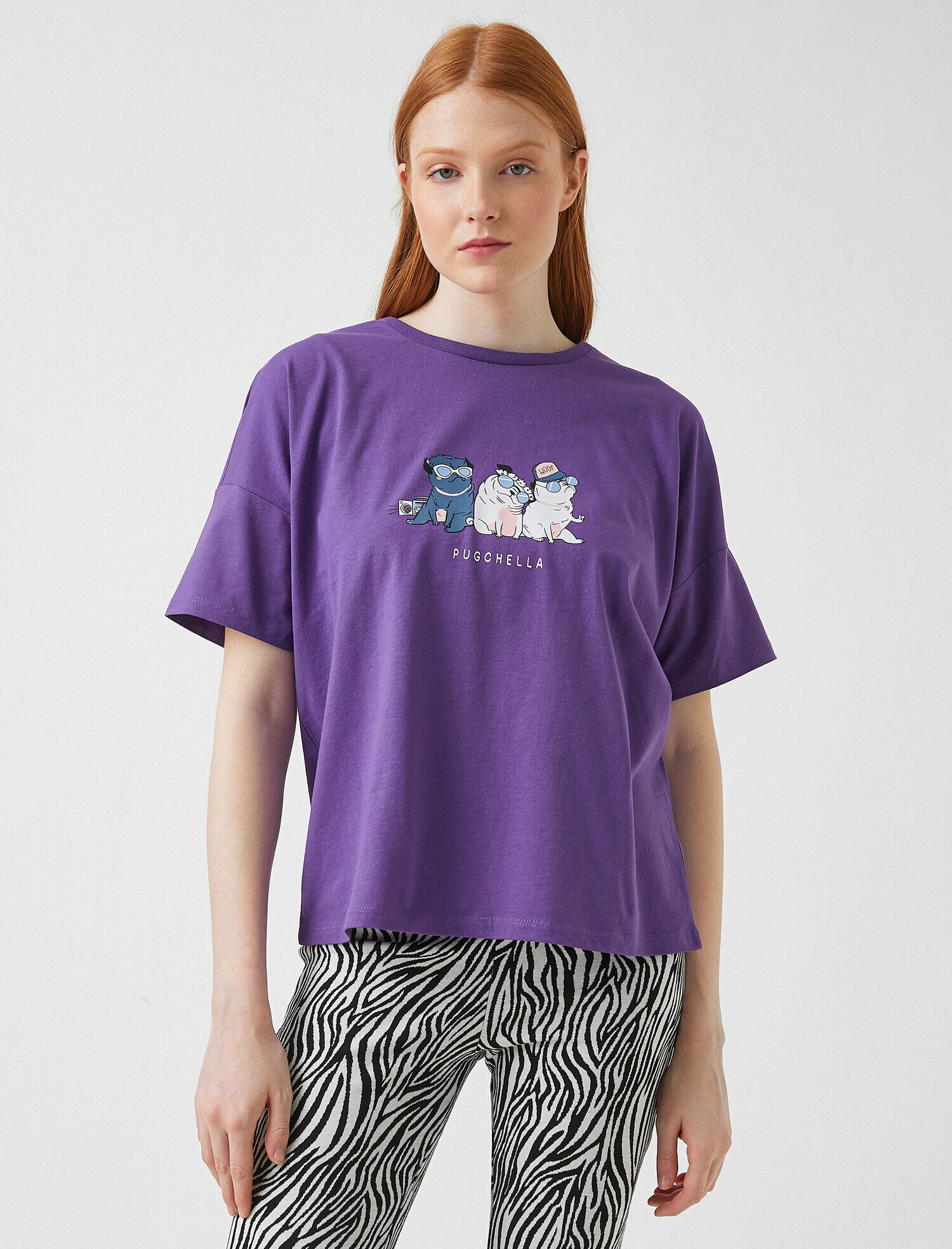   Baskılı Kısa Kollu Pamuklu Tişört