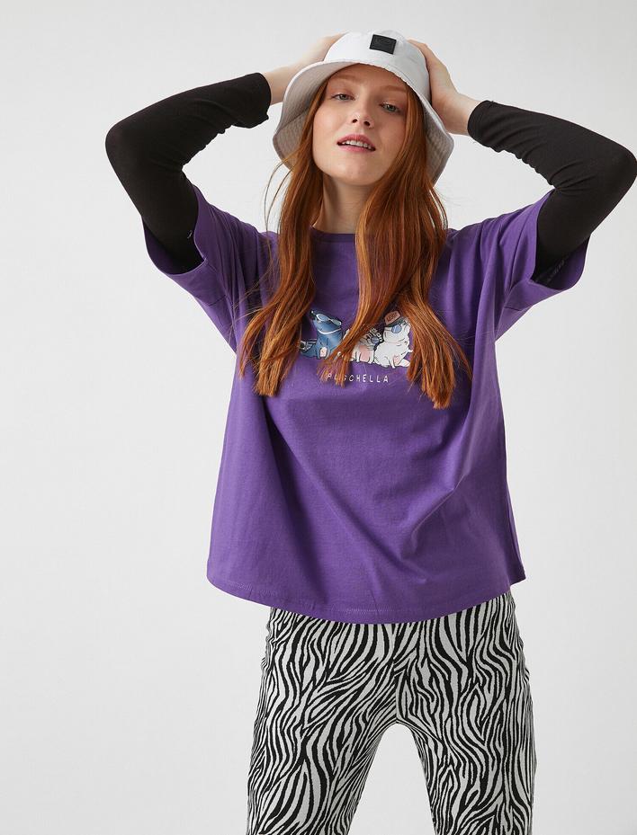  Baskılı Kısa Kollu Pamuklu Tişört