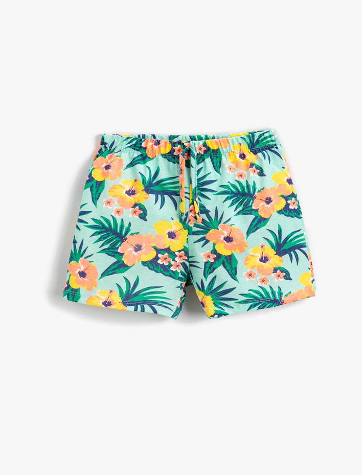 Kız Çocuk Çiçekli Şort Pamuklu