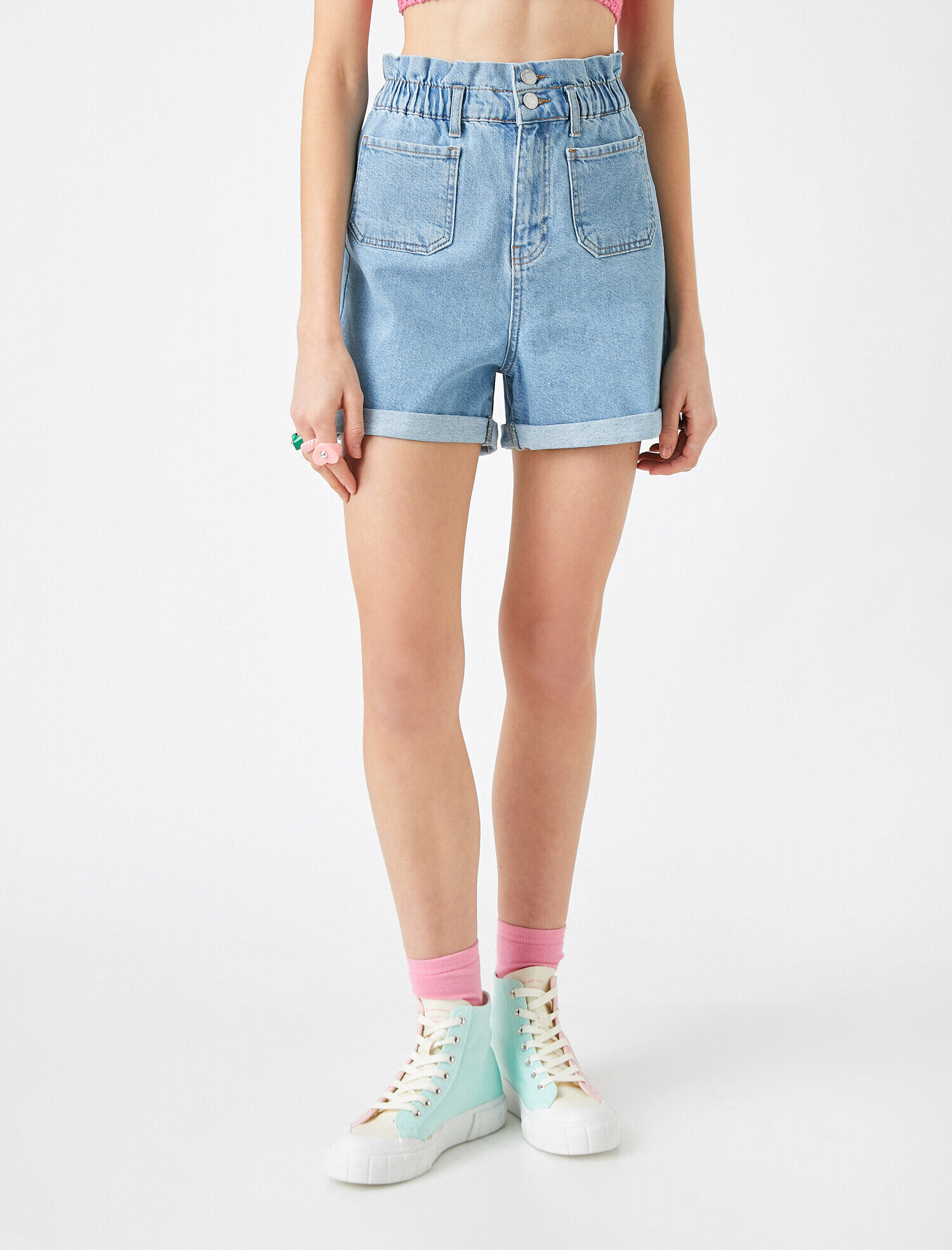   Yüksek Bel Kot Şort