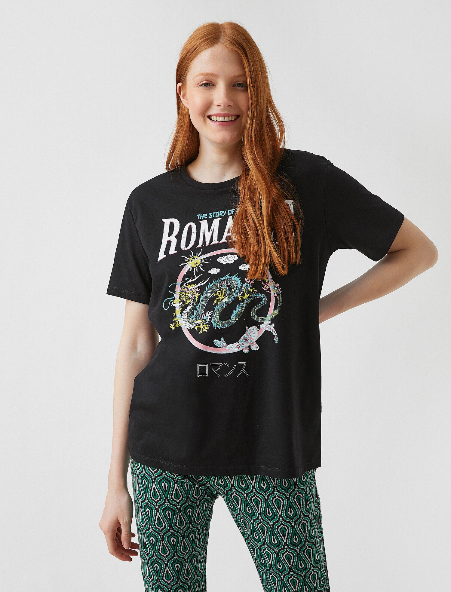   Baskılı Kısa Kollu Pamuklu Tişört