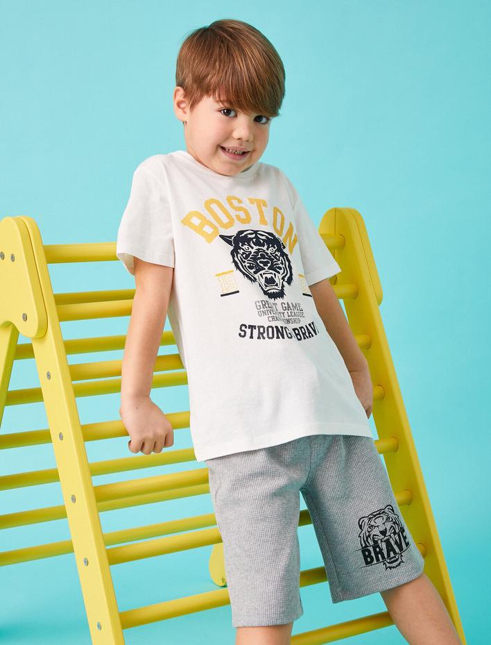 Erkek Çocuk Şehir Baskılı Kısa Kollu Tişört Pamuklu