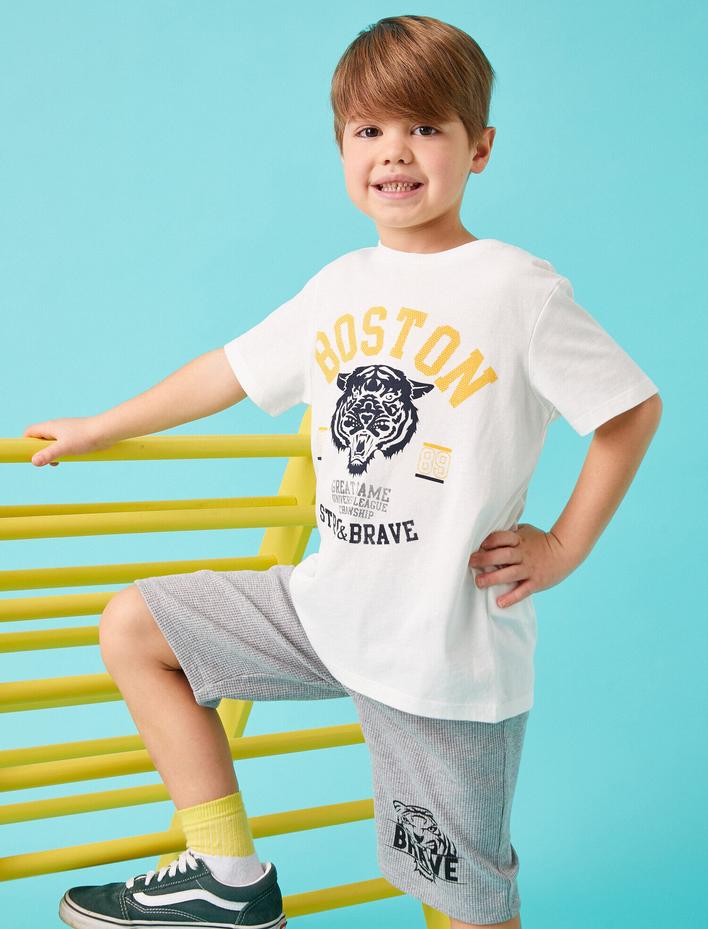 Erkek Çocuk Şehir Baskılı Kısa Kollu Tişört Pamuklu