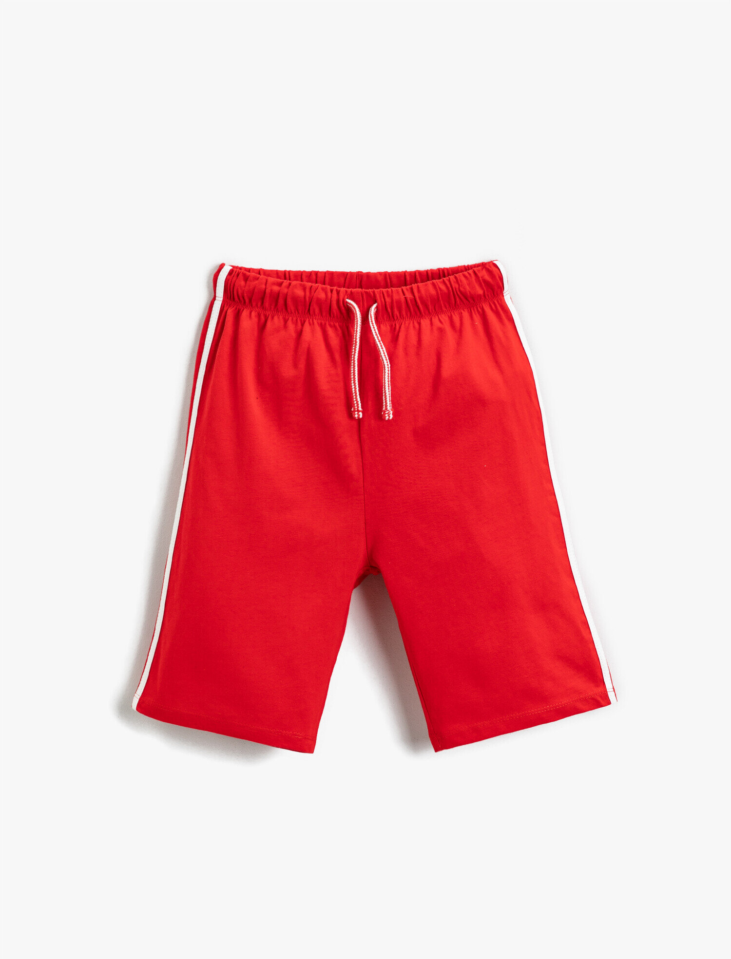  Erkek Çocuk Basic Çizgili Şort Pamuklu Beli Bağcıklı