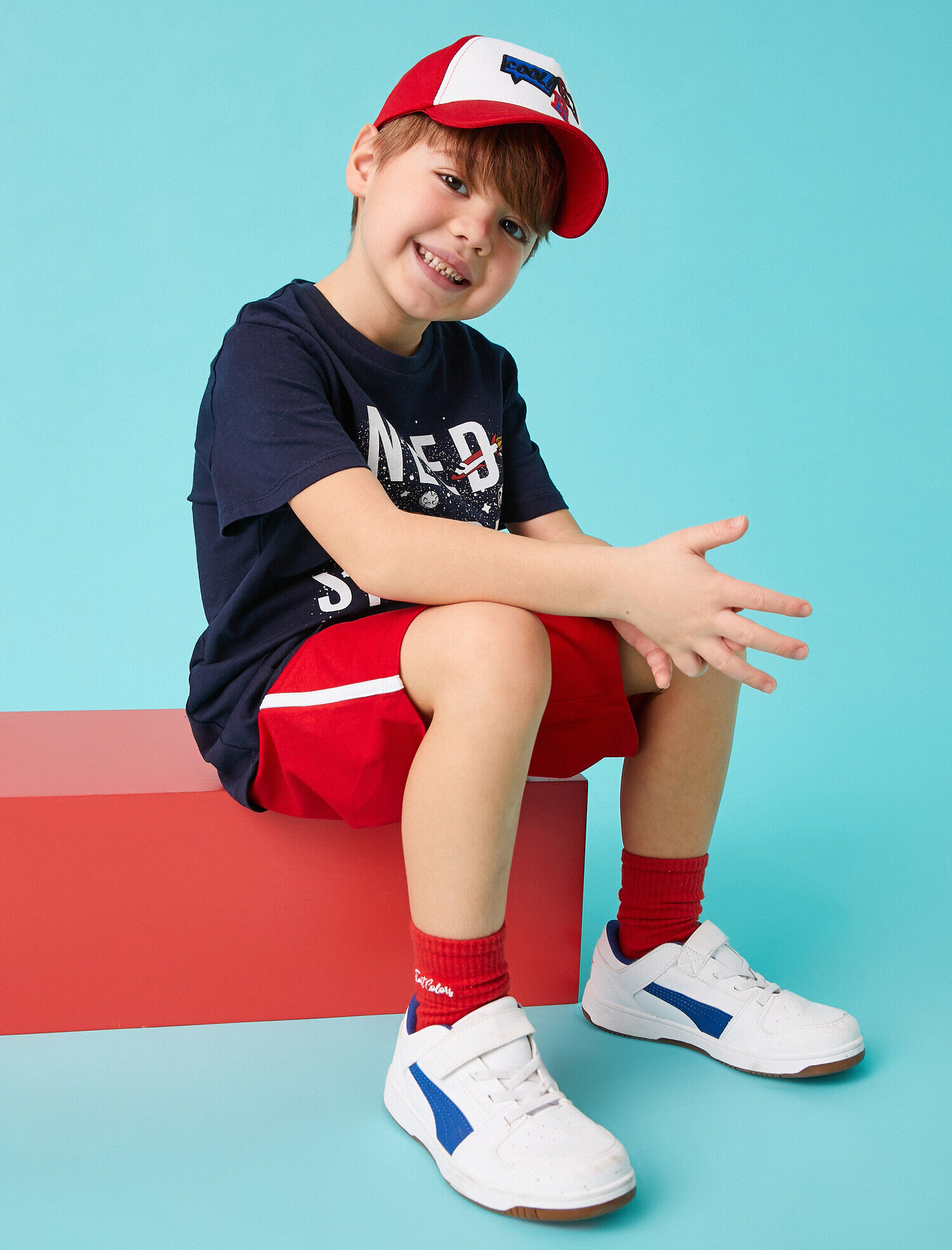  Erkek Çocuk Basic Çizgili Şort Pamuklu Beli Bağcıklı