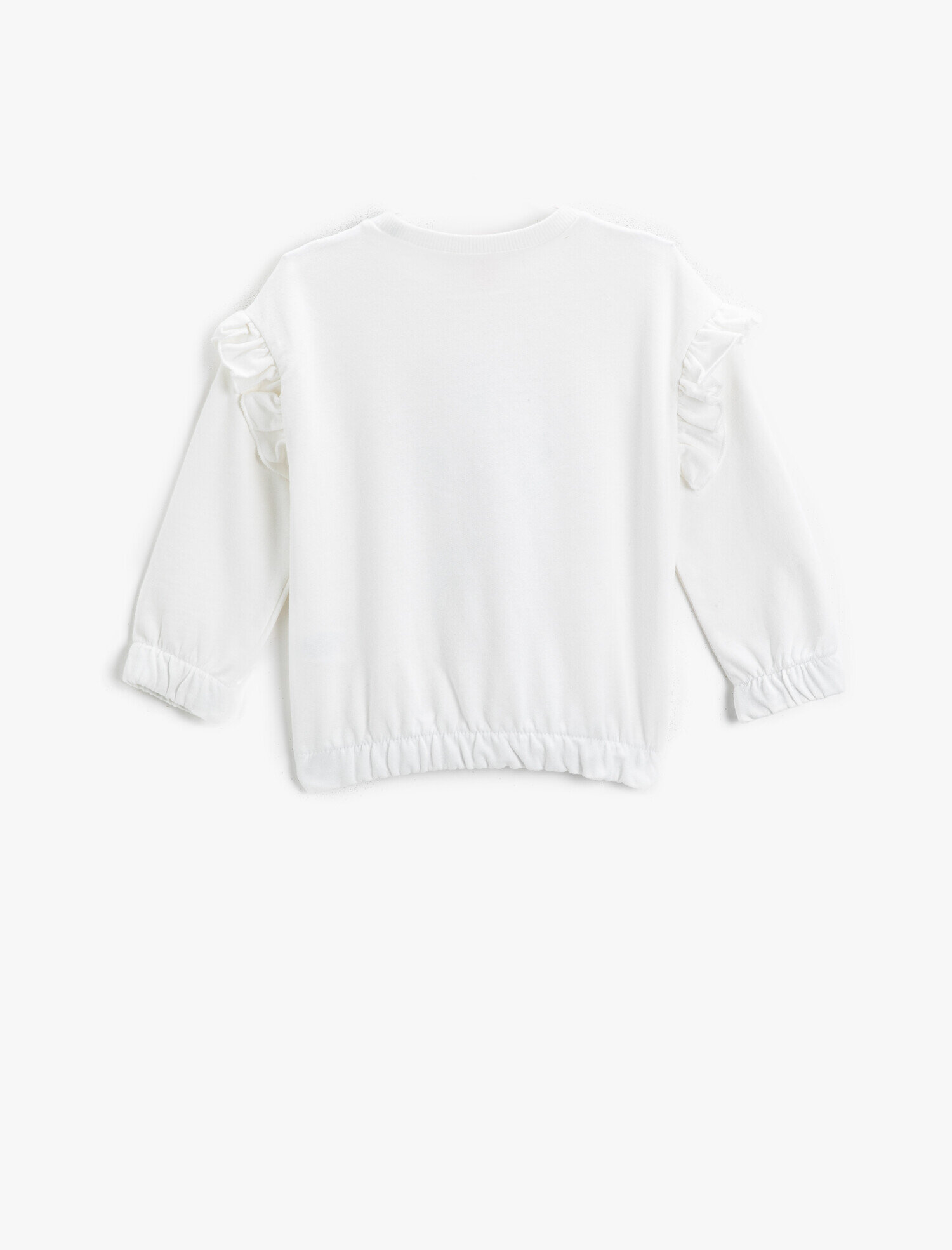  Kız Bebek Baskılı Sweatshirt Fırfır Detaylı Pamuklu