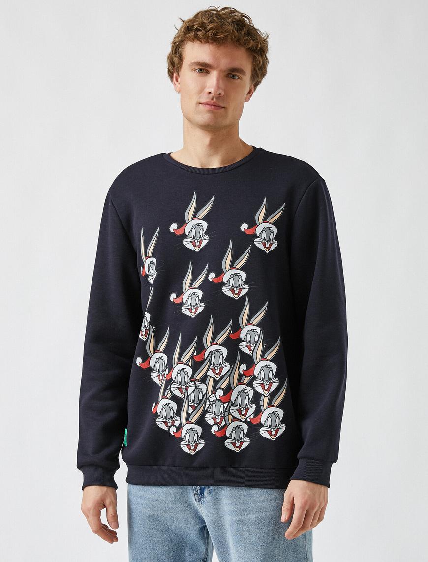   Bugs Bunny Yılbaşı Sweatshirt Lisanslı Baskılı