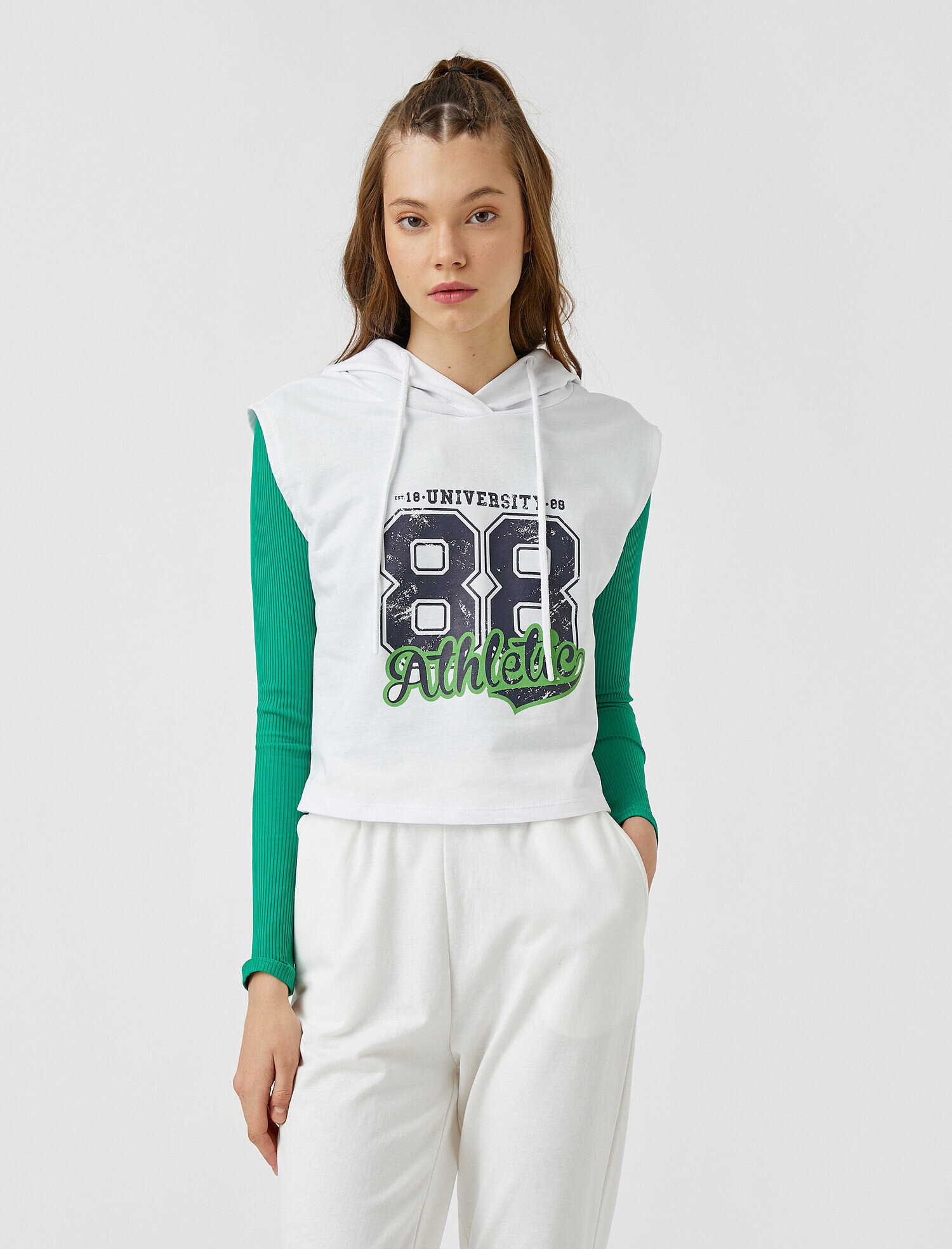   Kapüşonlu Baskılı Atlet