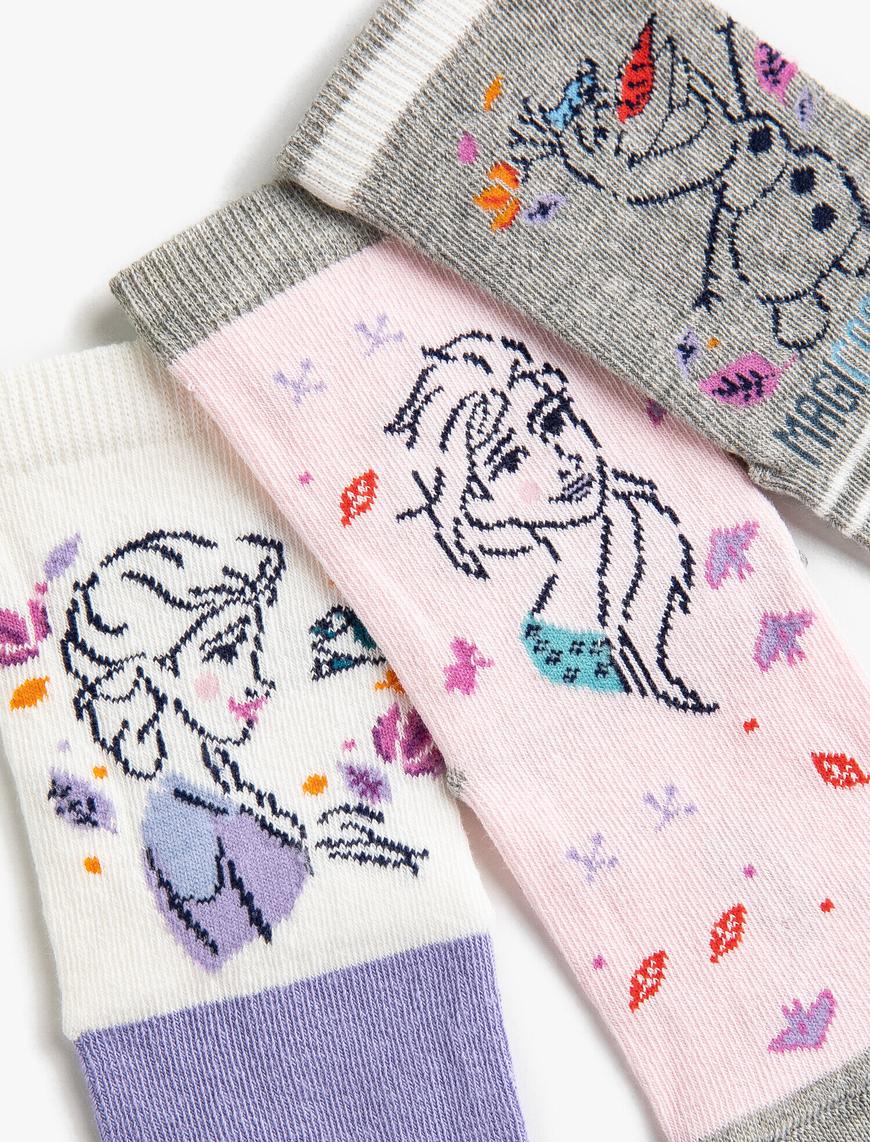  Kız Çocuk Disney Lisanslı Baskılı Çoklu Soket Çorap Seti