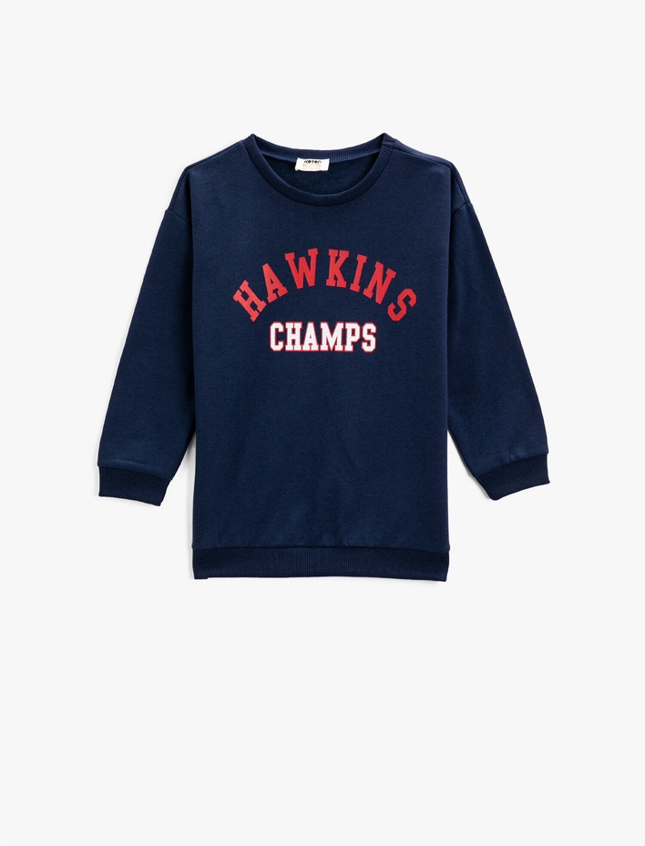 Erkek Çocuk Baskılı Bisiklet Yaka Sweatshirt Uzun Kollu