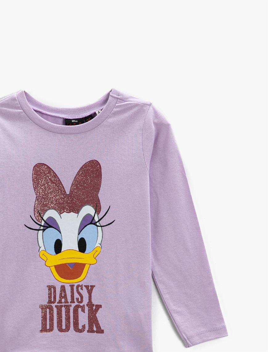  Kız Çocuk Daisy Duck Lisanslı Baskılı Tişört Uzun Kollu Pamuklu