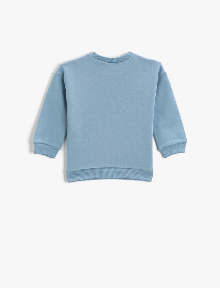 Erkek Bebek Baskılı Sweatshirt Bisiklet Yaka Pamuklu