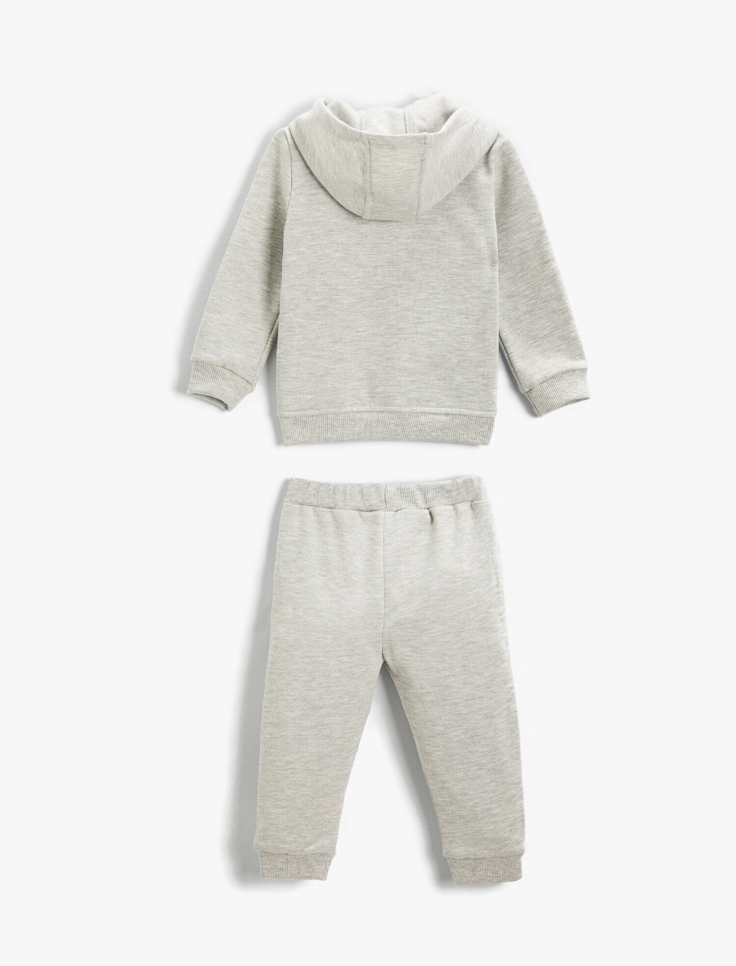  Kız Bebek Kapüşonlu Fermuarlı Sweatshirt Jogger Eşofman Altı Seti Pamuklu