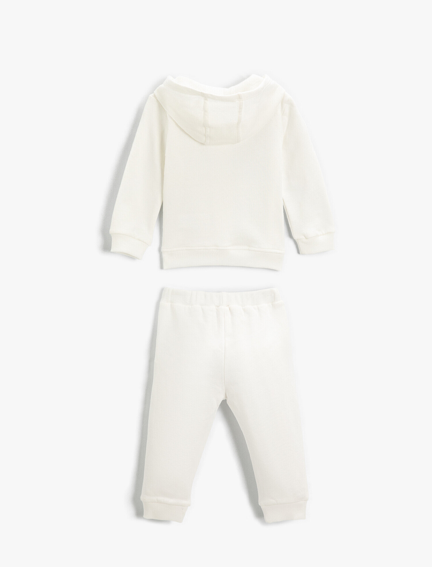  Kız Bebek Kapüşonlu Fermuarlı Sweatshirt Jogger Eşofman Altı Seti Pamuklu