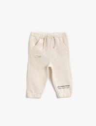 Baskılı Jogger Eşofman Altı Cepli Pamuklu