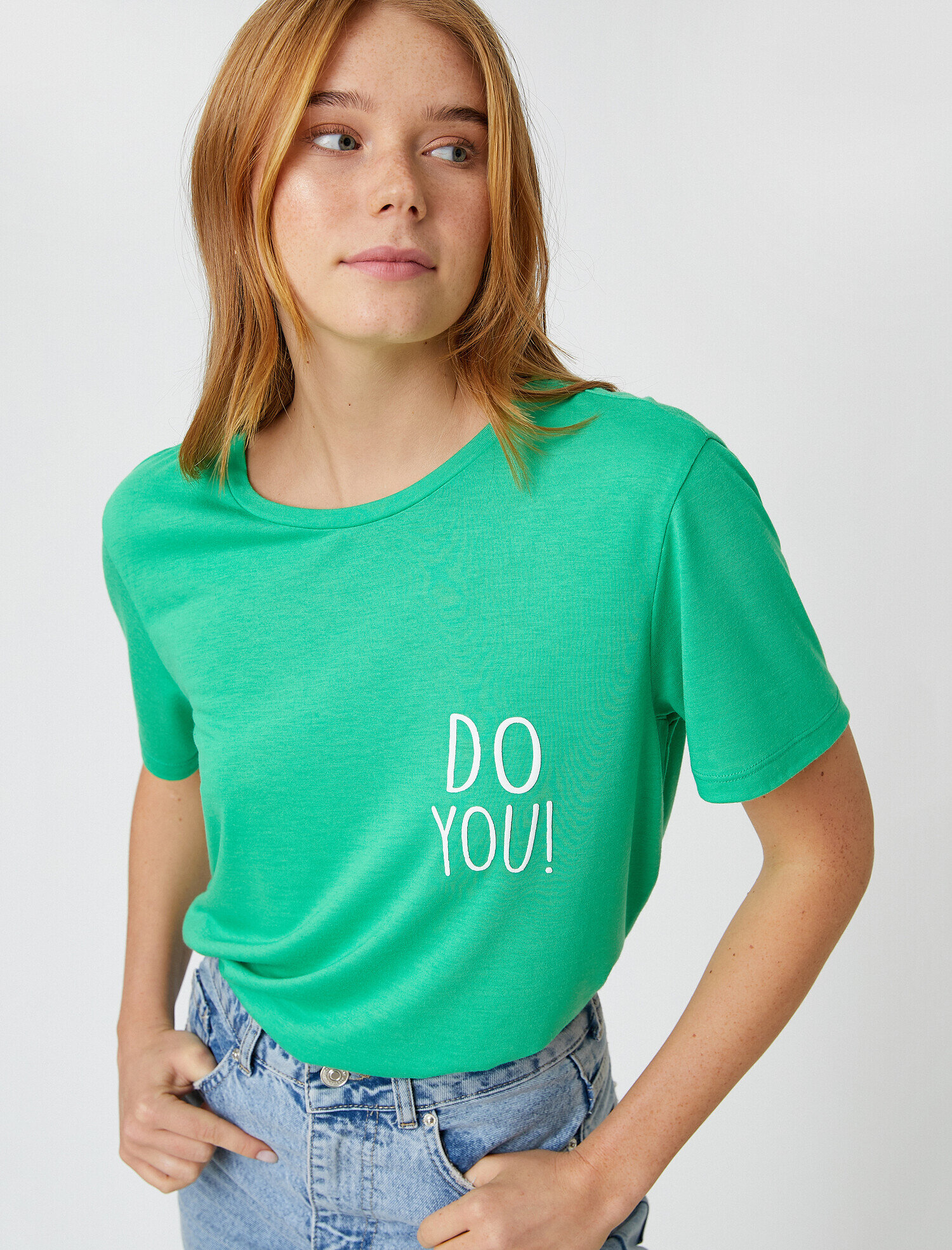   Bisiklet Yaka Kısa Kollu Baskılı Tişört