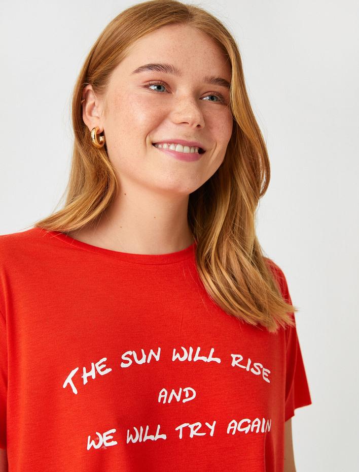  Bisiklet Yaka Baskılı Sweatshirt