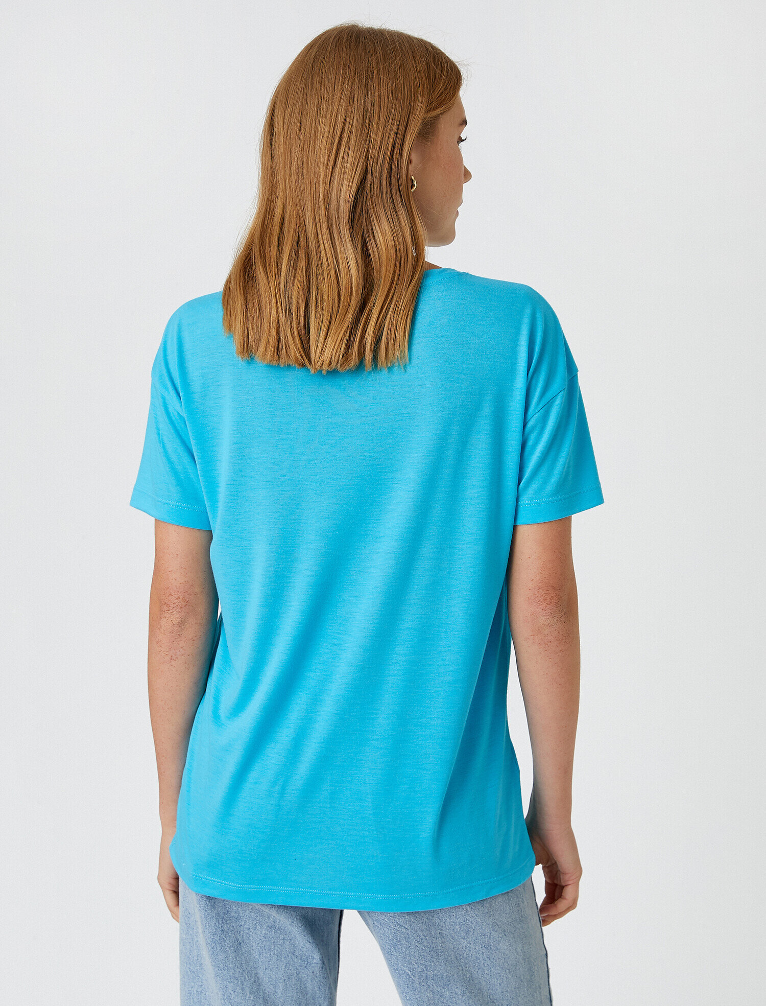   Bisiklet Yaka Kısa Kollu Baskılı Tişört