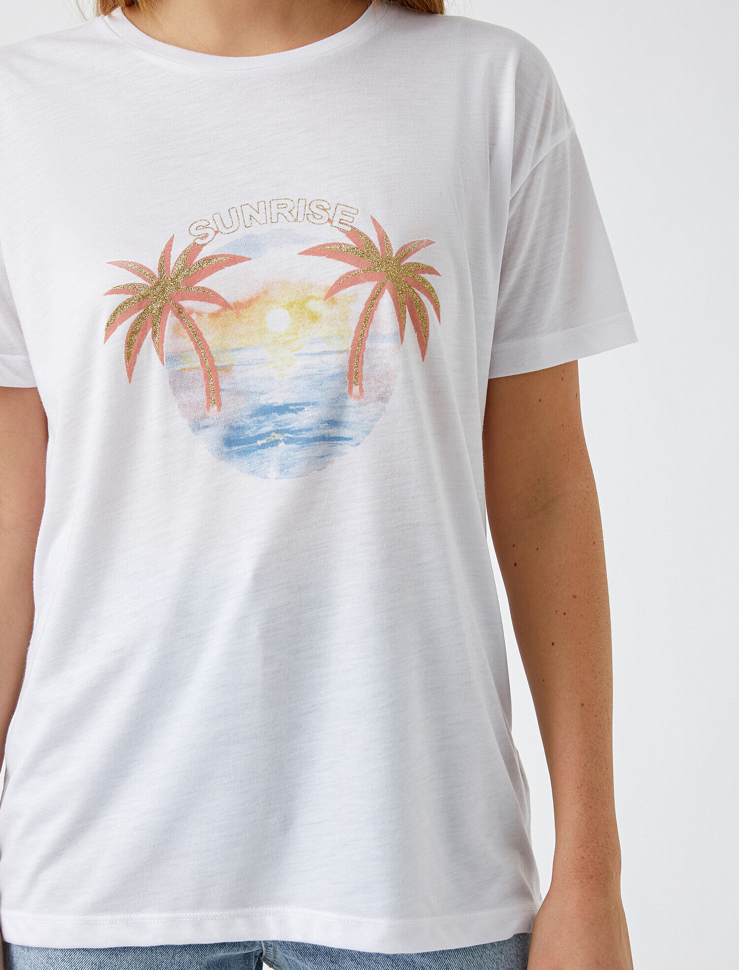   Bisiklet Yaka Baskılı Tişört