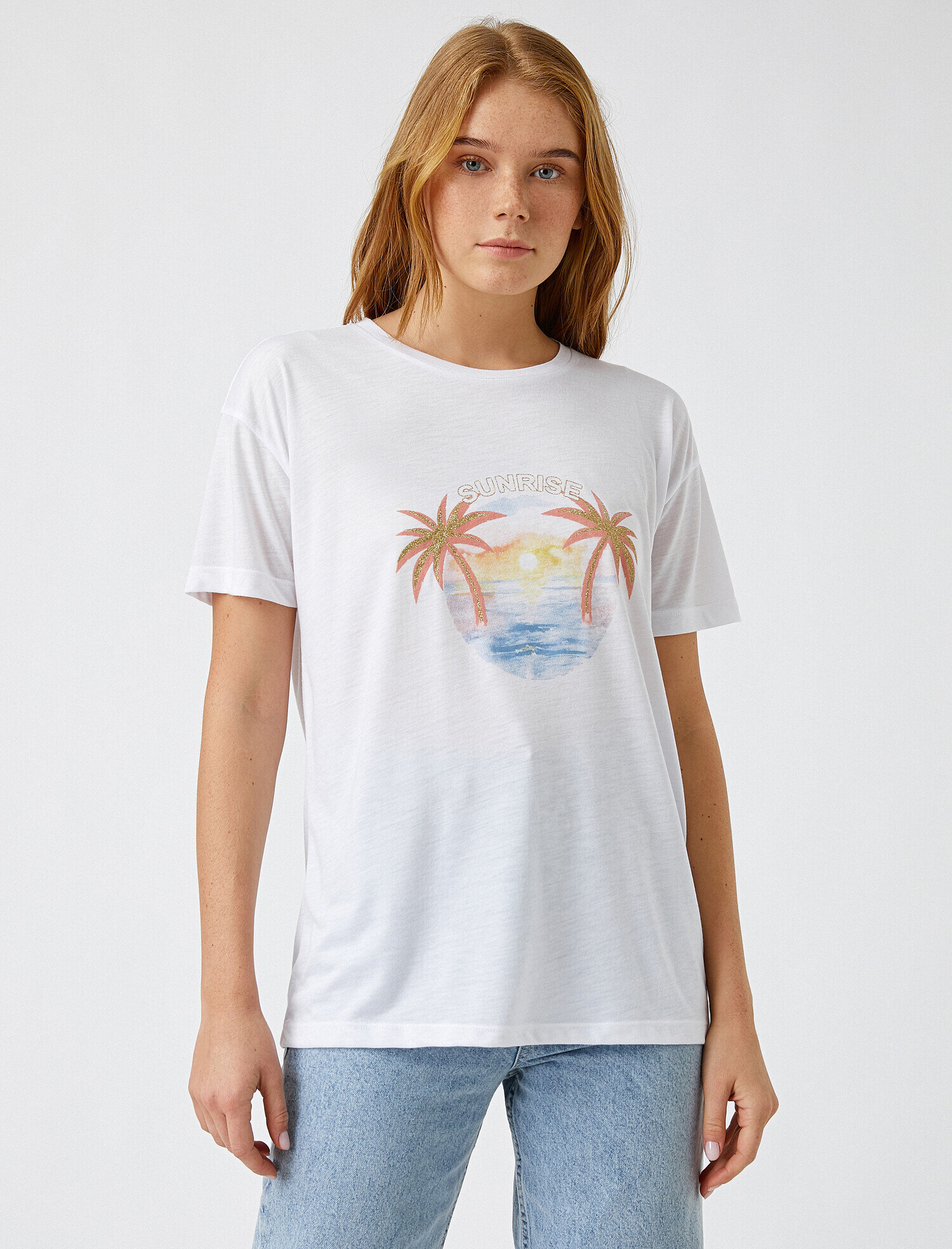   Bisiklet Yaka Baskılı Tişört