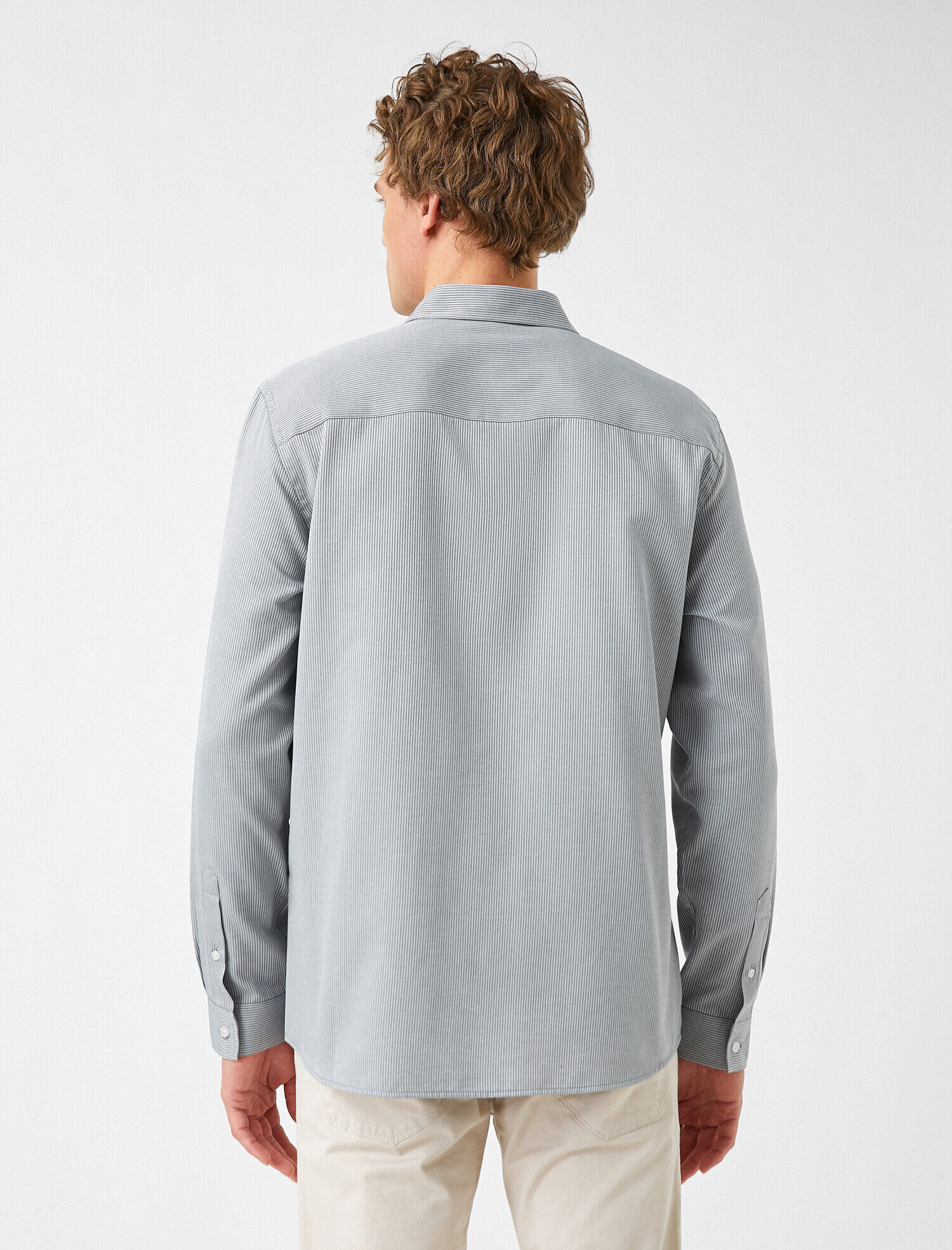   Spor Gömlek Çizgili Slim Fit Non Iron