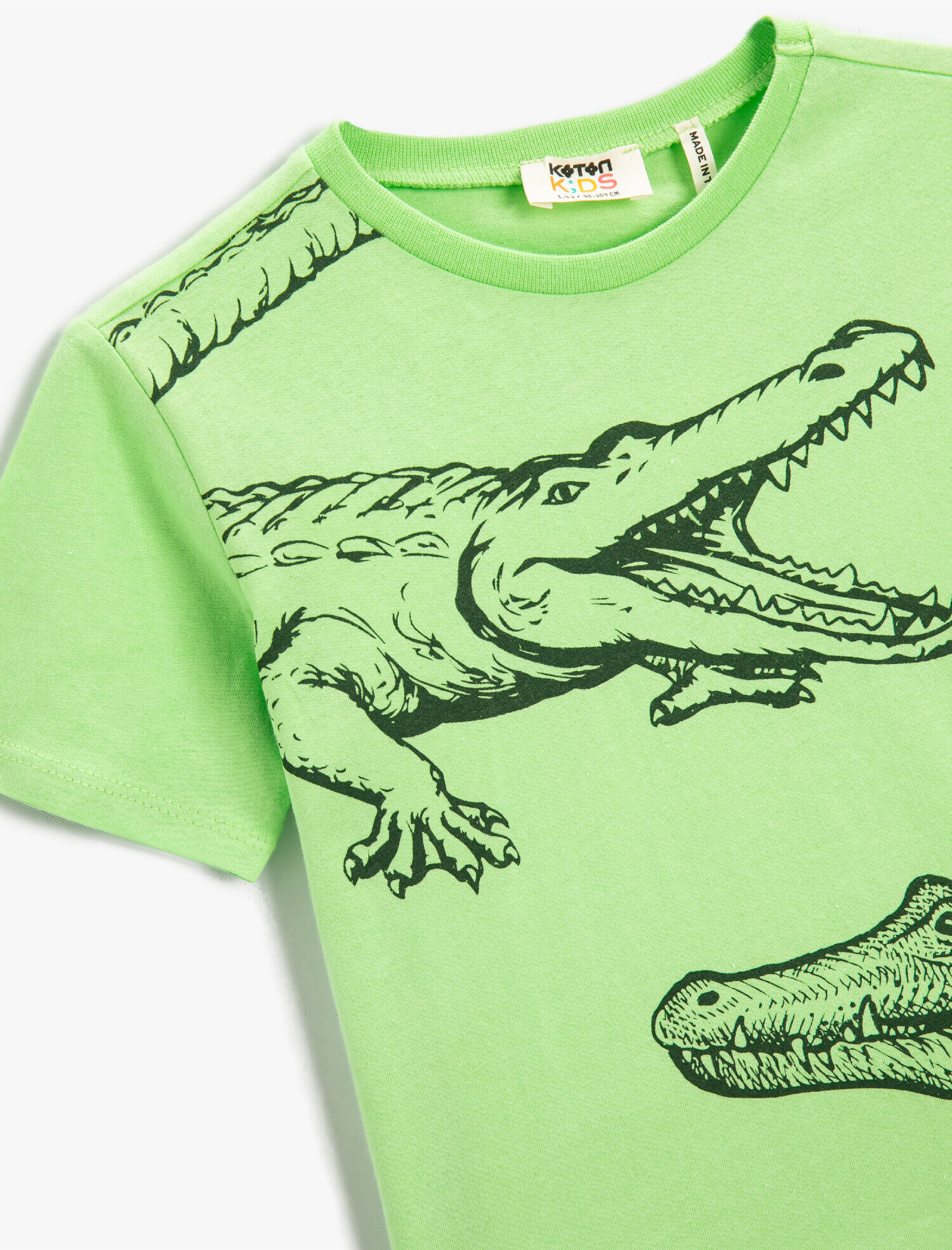  Erkek Çocuk Hayvan Baskılı Kısa Kollu Tişört Pamuklu