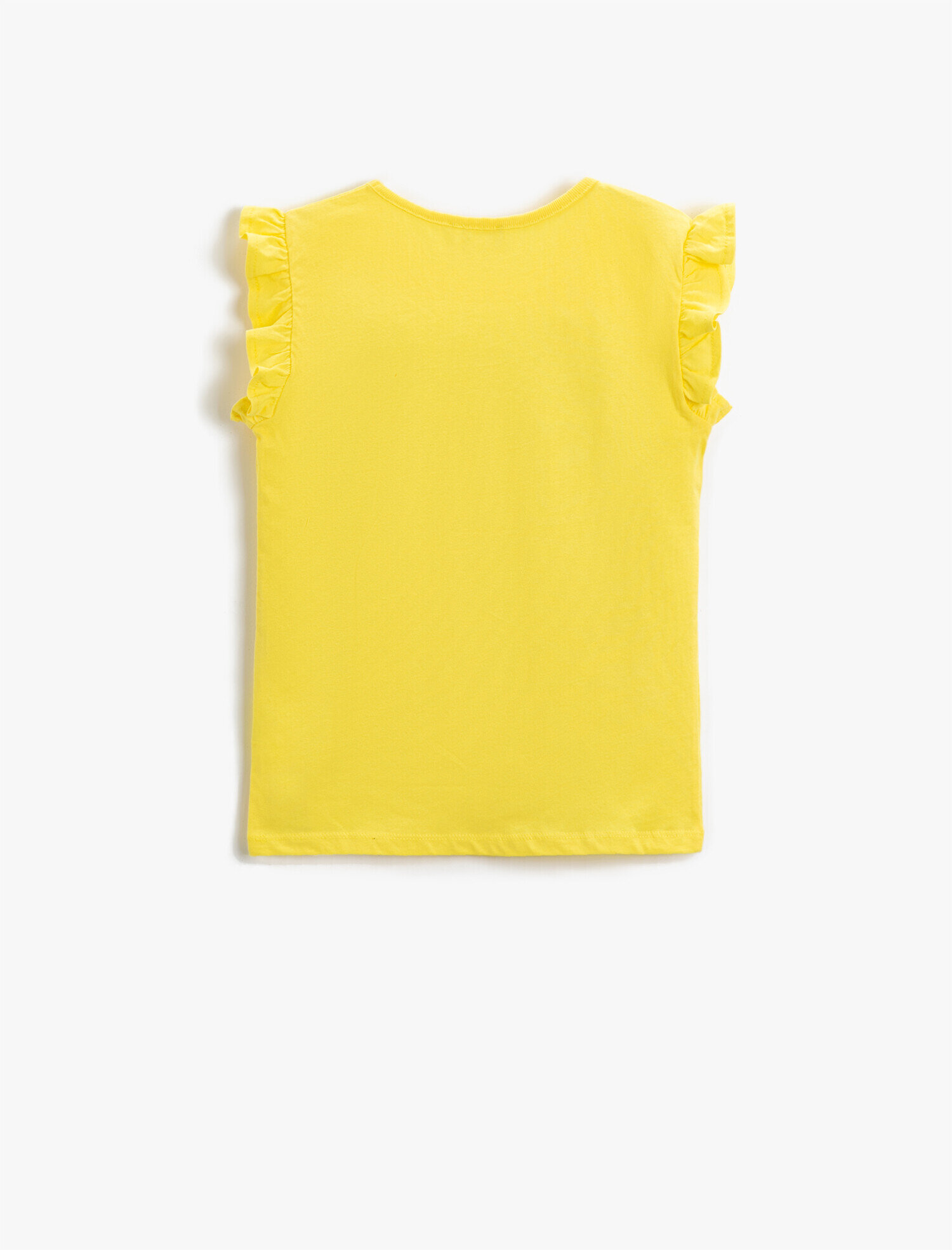  Kız Çocuk Fırfırlı Basic Tişört Pamuklu Bisiklet Yaka