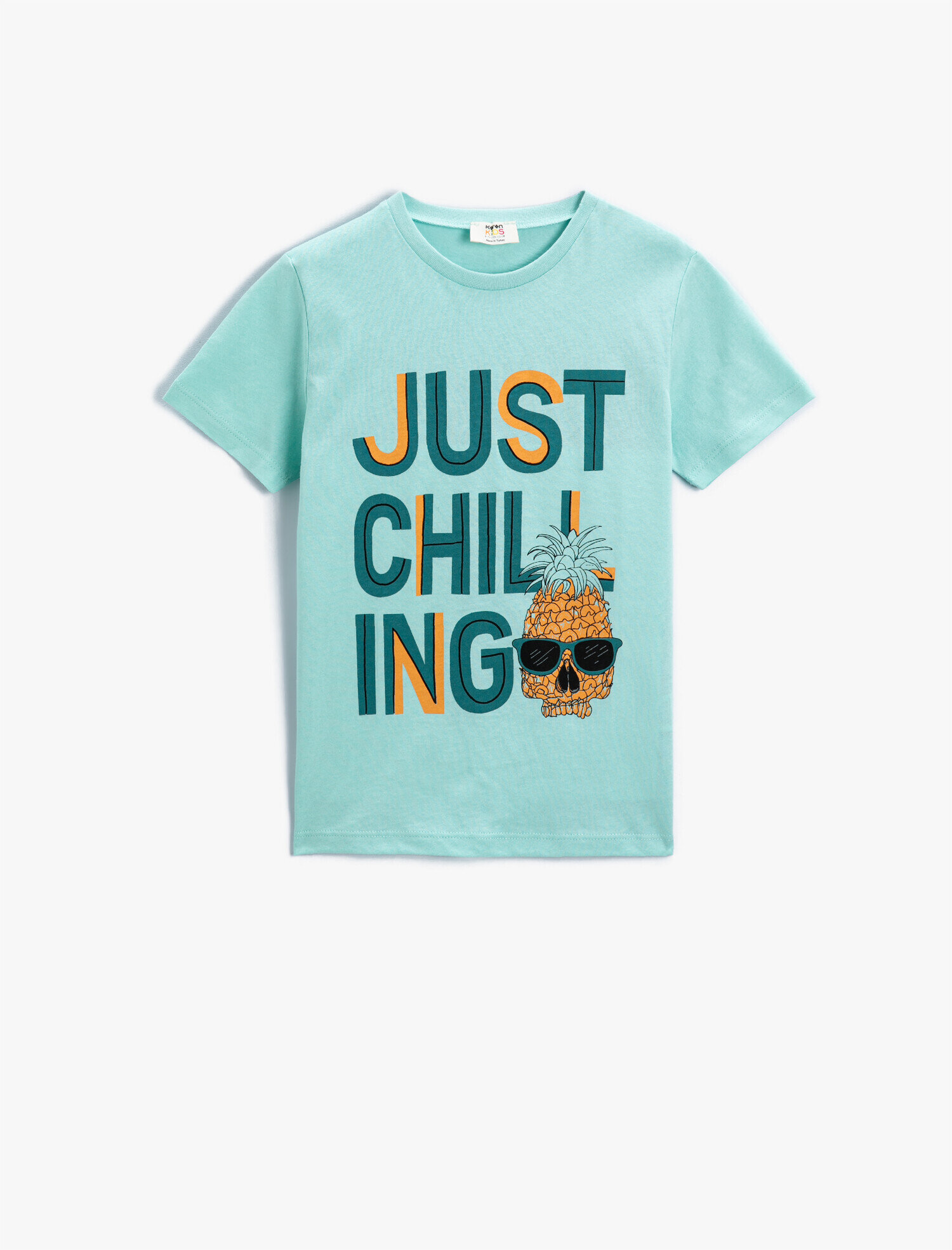  Erkek Çocuk Slogan Baskılı Kısa Kollu Tişört Pamuklu