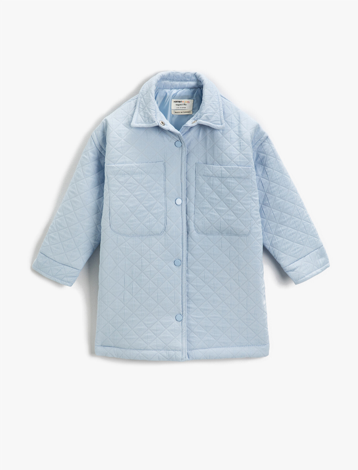  Kız Çocuk Kapitone Gömlek Ceket Uzun Kollu Çift Cepli