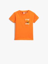 Baskılı Kısa Kollu Tişört Pamuklu