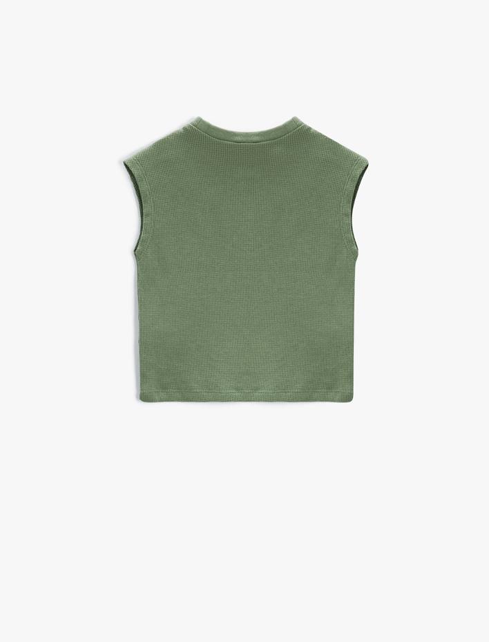 Erkek Bebek Kolsuz Bisiklet Yaka Tişört Aslan İşlemeli Pamuklu