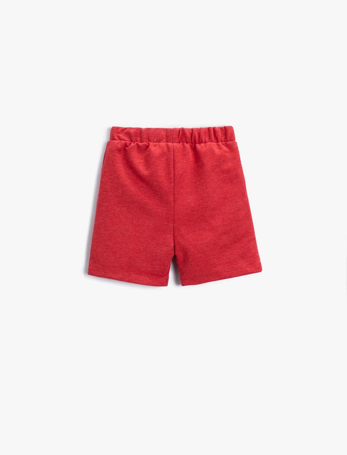 Erkek Bebek Slogan Baskılı Şort Pamuklu