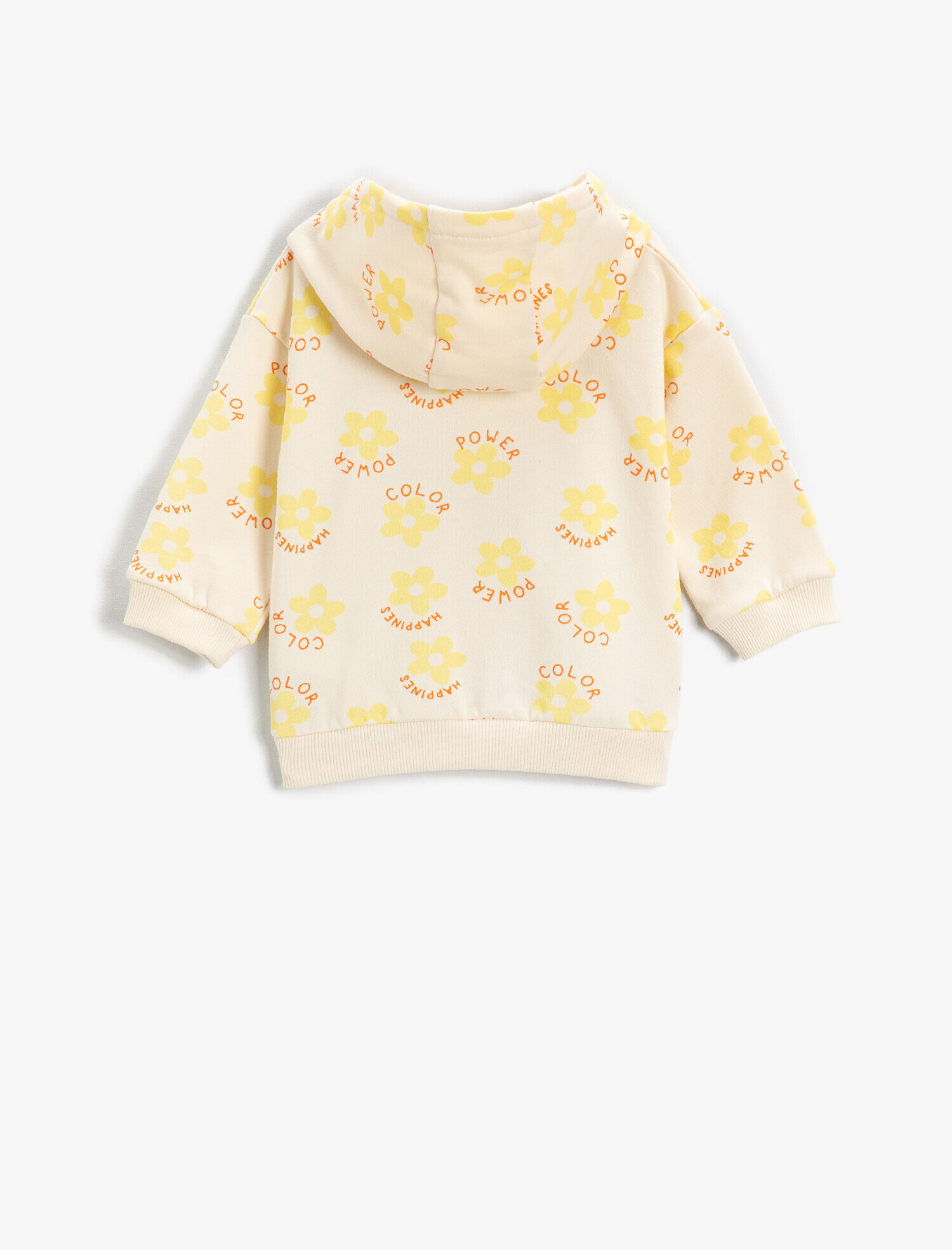  Kız Bebek Slogan Baskılı Kapüşonlu Sweatshirt Kanguru Cepli Pamuklu