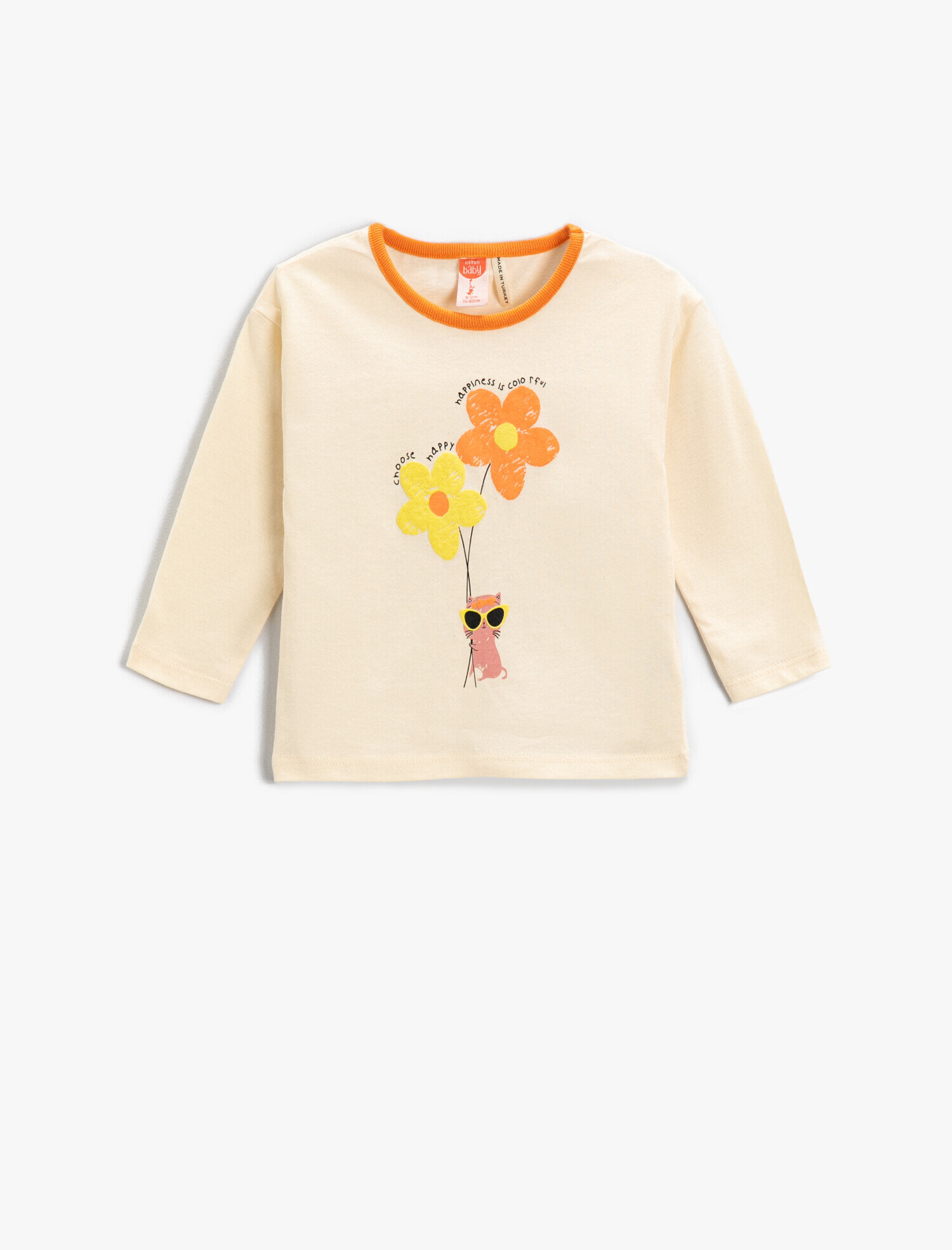  Kız Bebek Çiçek Baskılı Uzun Kollu Tişört Pamuklu