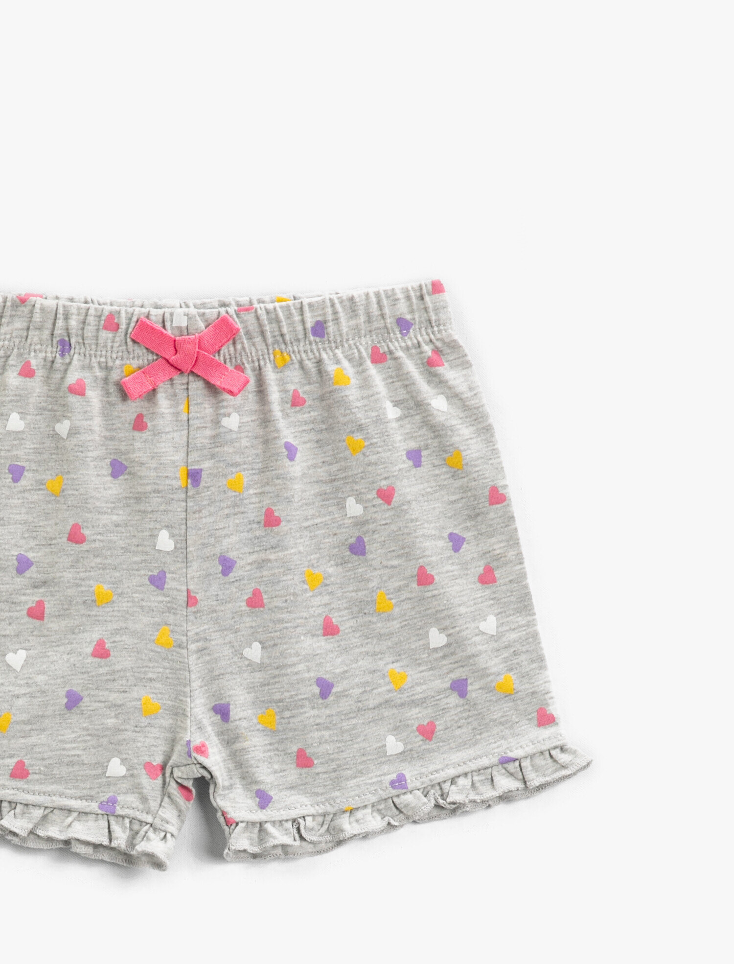  Kız Bebek Kalp Baskılı Şort Beli Lastikli
