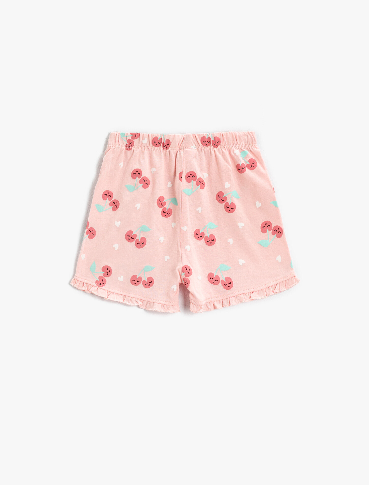  Kız Bebek Kiraz Baskılı Şort Beli Lastikli Pamuklu