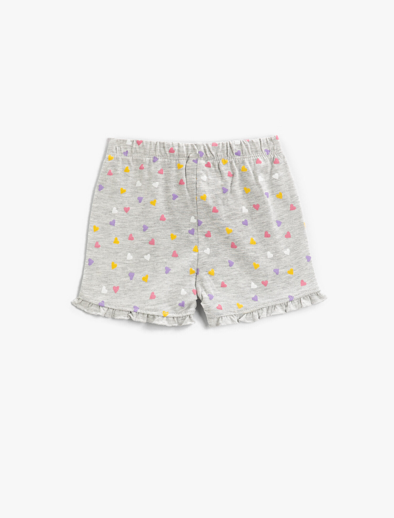  Kız Bebek Kalp Baskılı Şort Beli Lastikli