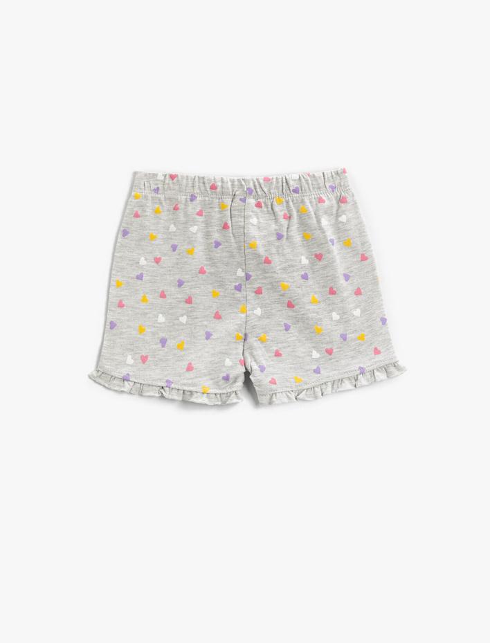 Kız Bebek Kalp Baskılı Şort Beli Lastikli