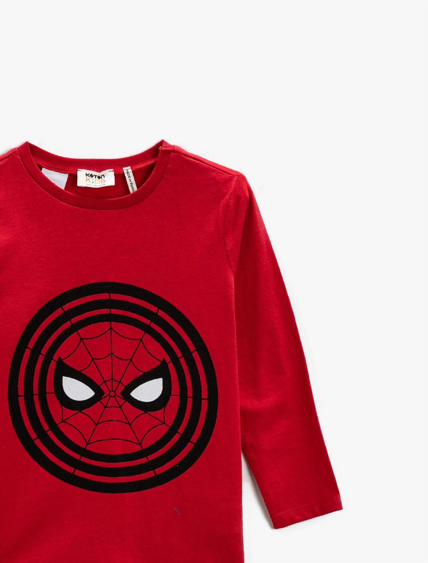  Erkek Çocuk Spiderman Lisanslı Baskılı Uzun Kollu Tişört Pamuklu